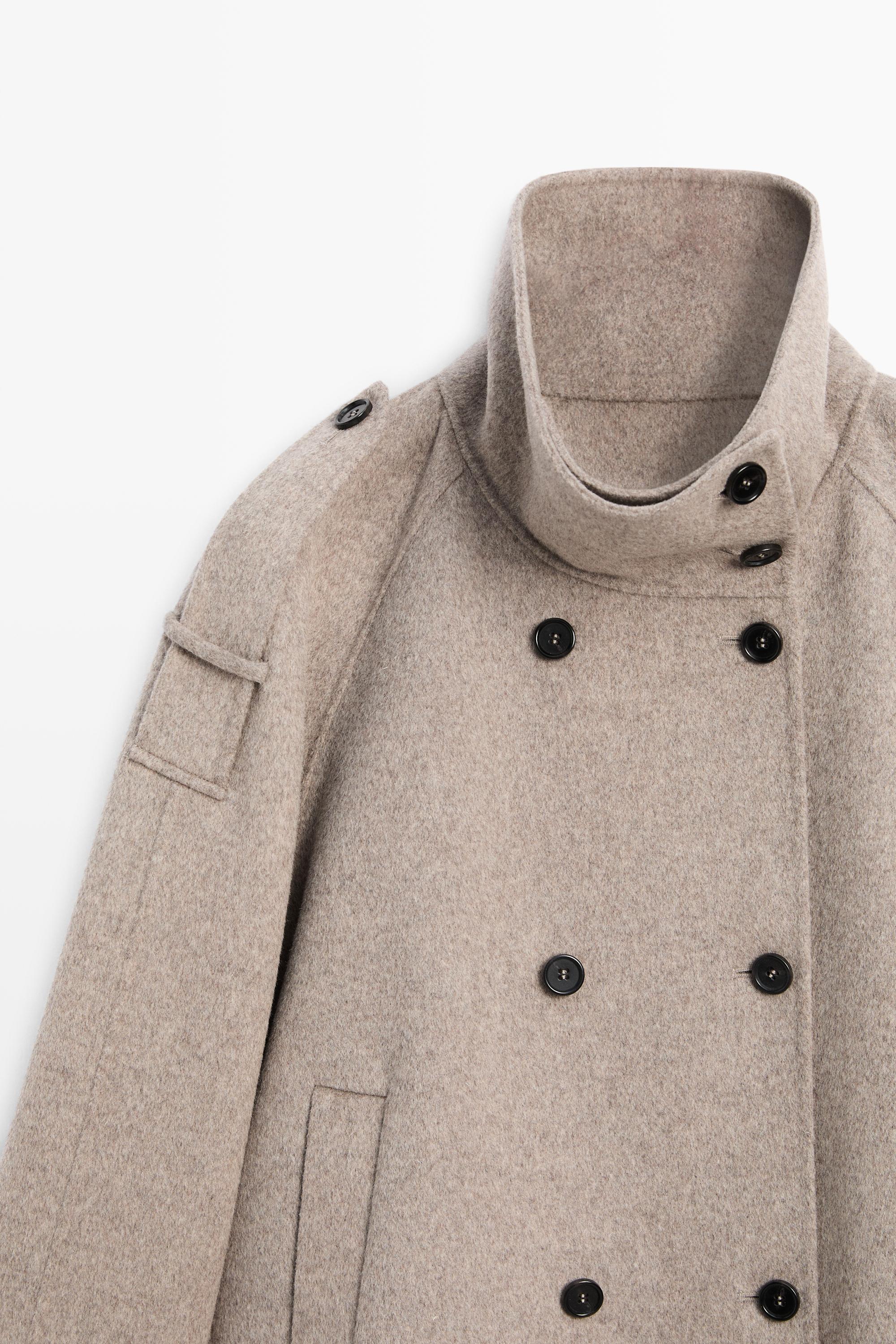 Cropped button detail trench coat